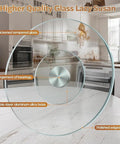 Tempered Glass Lazy Susan Turntable 24 Inch Large Round Rotating Serving Tray For Home Kitchen, Sturdy Centerpiece, 360 Degree Silent Rotation