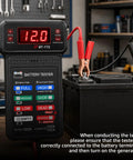 Heavy Duty 12V Automotive Battery Tester Featuring Slick Digital Readouts And Straight Shooter Diagnostics for monitoring voltage.