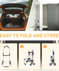 Heavy Duty 3 In 1 Folding Shopping Cart With 6 Wheels And 110 Lb Capacity Portable Hand Truck waterproof bag folded in car and home storage