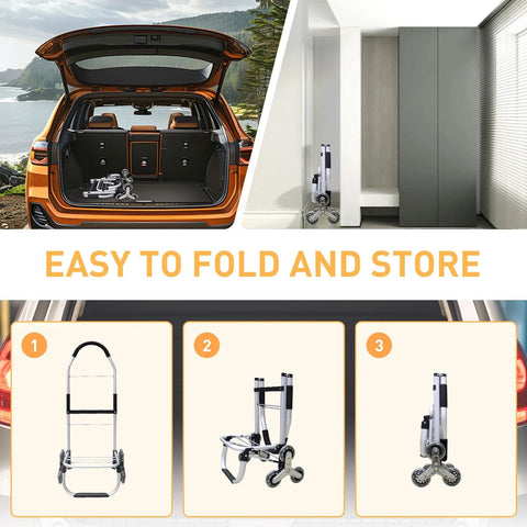 Heavy Duty 3 In 1 Folding Shopping Cart With 6 Wheels And 110 Lb Capacity Portable Hand Truck waterproof bag folded in car and home storage
