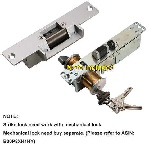 Heavy Duty Electric Door Strike Lock Fail Secure 12Vdc Access Control Setup For Warehouses with zinc alloy frame and keys.