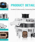 Plug And Play Replacement Alternator For Escape 2.5L 2009 2012 And Focus 2.0L 2008 2011 Fusion 2.5L 2010 Transit Connect 2.0L 2010 2013 Plus Mazda Tribute Mercury Mariner 2.5L 2009 2011 OEM Grade Power Easy Install Long Lasting Charging with aluminum housing and precise mounting holes