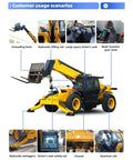 Workhorse Industrial Telescopic Handler Featuring Slick Hydraulic Forklift And Quick Attach Loader Reach Boom showcases hydraulic lifting features.