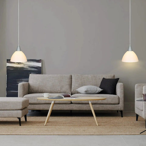 Living room with Adjustable Pendant Light With 15 Foot Cord And On Off Switch Frosted White Shade Ceiling Lamp For Living Room Bedroom Dining Hall Easy Install Plug In Ceiling Lighting Pack Of 2 above a sofa