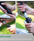 Person demonstrating Heavy Duty Full Metal 24 Inch Watering Wand With Gentle Soft Shower Sprayer's ergonomic handle and lockable trigger.
