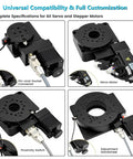 Heavy Duty 360 Indexing Plate And Electric Rotary Table Featuring Hella Smooth Worm Gear Drive For Quiet Shop Performance Plus Dead Nuts Accurate Milling And Routing, showing servo motor and pin-and-socket connectors.