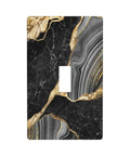 Elegant Black Gold Marble Single Toggle Light Switch Plate Cover, 4.5x2.76 inches, molded from heavy duty ABS plastic.