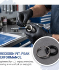 Solid Impact Wrench Retaining Rings With O-Rings 1/2 Inch 10 Sets, showing installation on a pneumatic wrench.