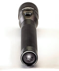 Front view of Stinger DS 425 Lumen LED Flashlight With AC DC Steady Charger, Aluminum Body, Non Slip Grip, showing on/off button.