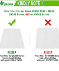 Diagram showing filter compatibility for Shark ZS350 series with part 1084FTV320 and HV380 series with part XPSTFH380.