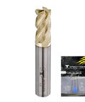 Carbide Roughing End Mill Four Flute Micro Grain Carbide ZrN A Coating For Alloy Steels Hardened Steels Pre Hardened Steel Cast Iron One Half Inch Diameter INTA Model Beefy Milling Tool Designed For Heavy Duty Machining