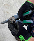 Person using Sheet Metal Hand Seamer With 1/4 Inch Increment Marks, Heavy-Duty Steel Build, Comfortable Grip, Precise Seaming