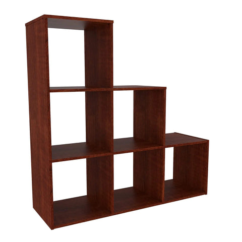 Three Tier Cube Storage Organizer Shelf With Step Design For Corner Units Dark Cherry Wood Finish Great For Books Clothes Decor Display Photos And Frames In Living Room Bedroom Office Easy Assembly