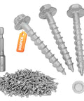 500 Ct of Number 9 By 1-1/2 In Mechanical Galvanized Joist Hanger Screws with bit and pile, heavy duty zinc plated screws for framing.