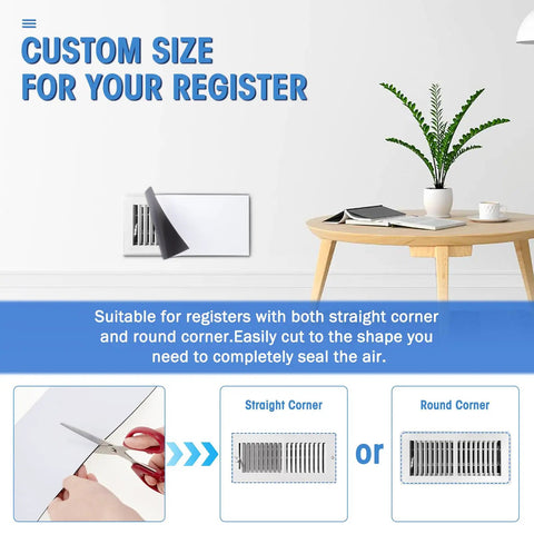 Six Pack Magnetic Vent Covers For Home HVAC 5.5 By 12 Inches, cuttable seal for straight or round corner registers, white