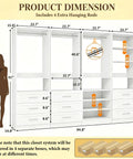 The Real Deal Walk In Closet Organizer System Featuring Four Modular Units with dimensions and features including hanging rods.