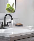 Centerset Two Handle Bath Faucet In Oil Rubbed Bronze For 4 Inch 3 Hole Install With ADA Compliance Water Sense High Arc Spout