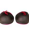Black HEMA Knee Guards with hard plastic shell and padded interior for maximum protection in sparring, top view