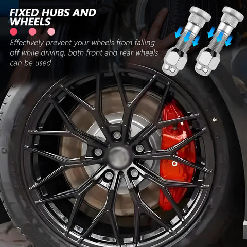 Two Sets Wheel Studs And Lug Nuts Replacement Kit M12x1.5 For Hyundai And Kia Cars with fixed wheel on vehicle hub.