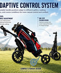 Lightweight Three Wheel Golf Push Cart With Quick Fold Frame displaying adaptive handle system and compact storage design.