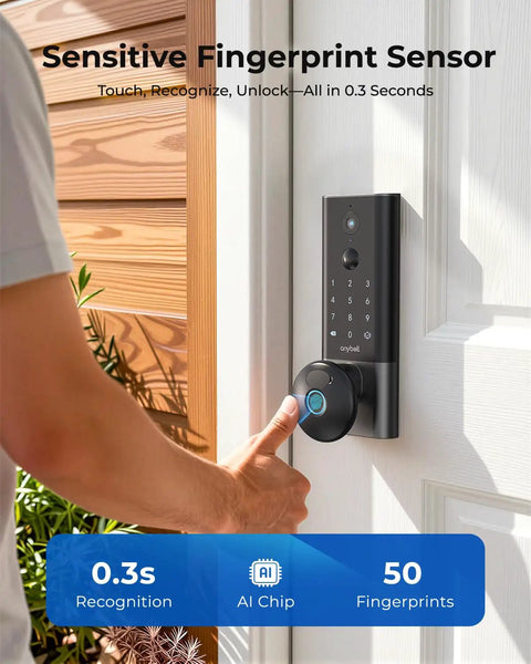 Heavy Duty Fingerprint Smart Door Lock With Built In Wifi Camera No Sweat Keyless Entry Deadbolt Auto Lock Night Vision Two Way Audio Front Door Security System