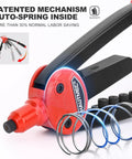 Heavy Duty Pop Rivet Gun 13 Inch Pro Hand Riveter With Automatic Rebound Spring For Easy Pulling And 5 Interchangeable Nosepieces, showing mechanism.