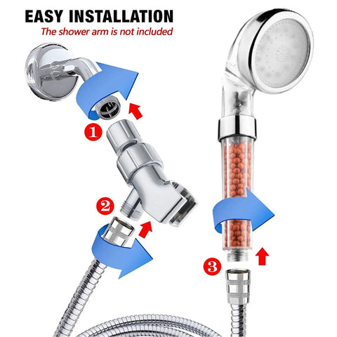 Installation guide for LED Shower Head With Hose And Adjustable Arm Bracket High Pressure Filtration Handheld Shower