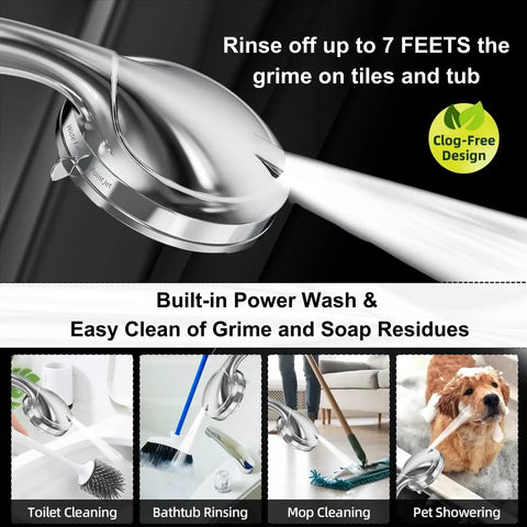 High Pressure Shower Head With Handheld 10 Functions Pause Mode Power Wash Non Clogging Nozzles For Big Flow Spa Like Massage