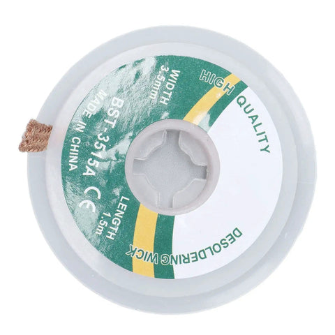 3.5mm Wide Desoldering Wick Alloy Copper No Clean Solder Removal Braid spool, 1.5 Meter Long for PCB maintenance