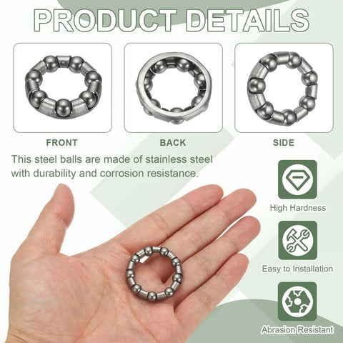 Hand holding Bike Ball Bearings And Crank Bearing Retainer Set For Mountain And Road Bikes Stainless Steel Caged Wheel Bearings