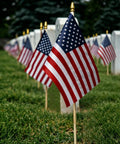 Pack Of 12 12X18 Inch Outdoor American Flags On Sticks With Vivid Color Kid Safe Spear Top Patriotic Yard Flags at graveside