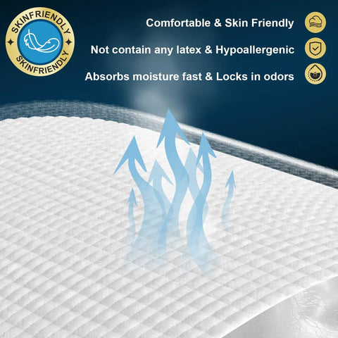 Top Shelf Extra Large Disposable Bed Pads Designed To Quickly Absorb And Lock Fluid Without Leaking For Adult Incontinence Or Puppy Training Heavy Duty Super Absorbent Underpads with skin friendly material.