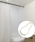 Shower Curtain Hooks Beads Set With Glide Rollers 15 Piece Metal Curtain Rings For Bathrooms Gold Iron Bead Decor Easy Slide Drapery Hangers