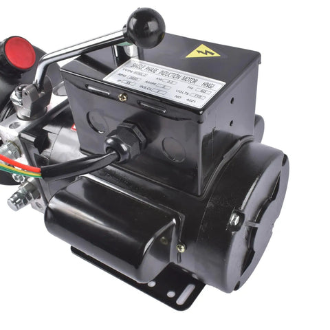 Single Acting Hydraulic Power Unit With 110V Plug And Go Motor And 2.2KW Smooth Operator Powers Garage Lift Posts Built Tough Using A Ten Quart Steel Reservoir And Solenoid Control Up To Twenty Three Mpa Working Pressure