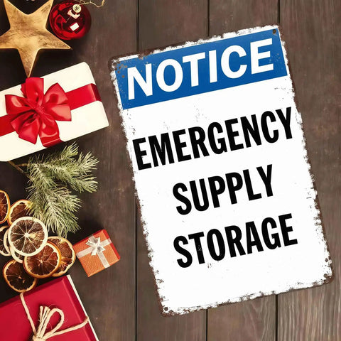 Notice Emergency Supply Storage Vintage Metal Wall Art Signs For Home Kitchen Garage And Patio Built From Rust Resistant Aluminum For Indoor Outdoor Use Keeps Your Space Organized With Classic Industrial Vibe, 8x12"