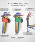 Cool CRV Alloy Steel Hex Key Wrench Toolkit, Three Piece Color Coded Set For Assembly And Repair, Rock Solid Durability To Handle Heavy Duties With Ease. 3-piece hex key set