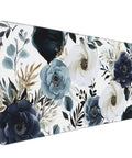 XXL Extended Desk Mouse Pad 35.4 x 15.7 Inches Navy Blue Boho Peony Florals Waterproof 3mm Thick Keyboard And Mouse Mat