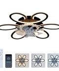 5 Pc Ceiling Fan with Lights Remote Control 25 inch Black 6 Speeds 3 Light showing fan blades and lights from below