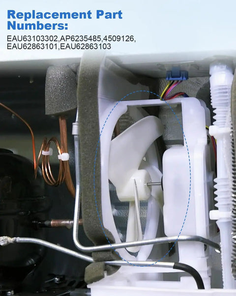 Installed Direct Fit Refrigerator Condenser Fan Motor Assembly Replacement For LG And Kenmore Models Replaces EAU63103302 AP6235485 4509126 EAU63103301 EAU62863101 EAU62863103