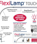FlexiLamp Touch LED Nail Salon Table Lamp With Removable Clamp And Flexible Arm Three Brightness Levels 300 Lumens Eye Friendly