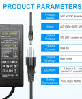 24V DC Power Supply 6A 120W Universal AC to DC Adapter 100V to 240V, 5.5x2.1mm Jack, LED Terminal Connector, Central Positive, 1.2m Cable