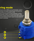 3590S-2-501L 500 Ohm 10-Turn Rotary Wire-Wound Precision Potentiometer showing wiring terminals and dial knob with text instructions