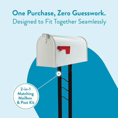 Weather Resistant Steel Mailbox With Post For Outside Use White Medium Curbside Style Built For Rain Snow And Sun Tough As Nails Durable Outdoor Mailbox For Residential Delivery Rust Resistant And USPS Approved