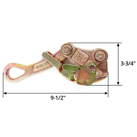 Two Ton Cable Grip Wire Rope Puller Jaw Clamp 9.5x3.75 inch size with steel construction for sag fix and tighten