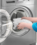 Loading Replacement Steam Mop Pads into washer for Bissell 1940 and 2075, ultra absorbent and reusable anti scratch cleaning pads