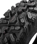 Close-up of tread pattern on Beefed Up All Terrain ATV UTV Tires 25X10-12 6PR Tubeless Set Of 2 for trail and off-road use.
