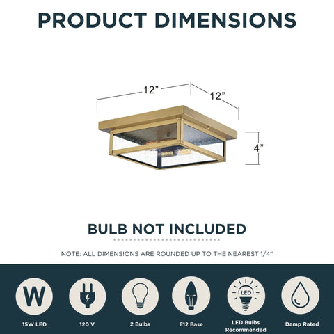 Dimensions of Outdoor Flush Mount Ceiling Light 12 Inch Two Light Antique Brass Industrial Lantern With Seeded Glass