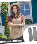 Tough As Nails Cut Resistant Arm Sleeves With Thumb Hole Grip in a garden setting, suitable for mechanics and gardeners.