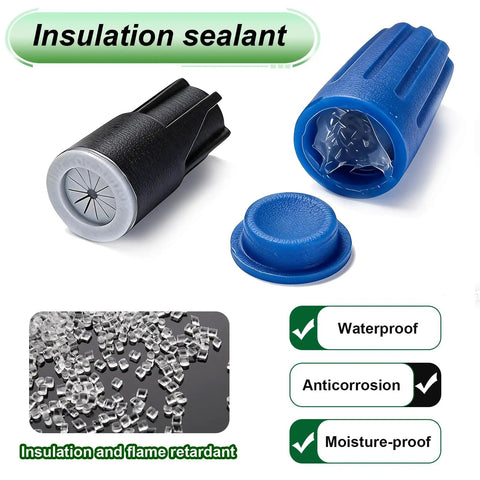 30 Pack Waterproof Wire Nuts 12AWG To 22AWG Blue And Black Outdoor Electrical Connectors With Silicone Shell