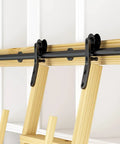 Sliding Library Ladder Hardware Kit With 23ft Track System And Floor Roller Wheels Black Steel Round Tube Hardware Installed